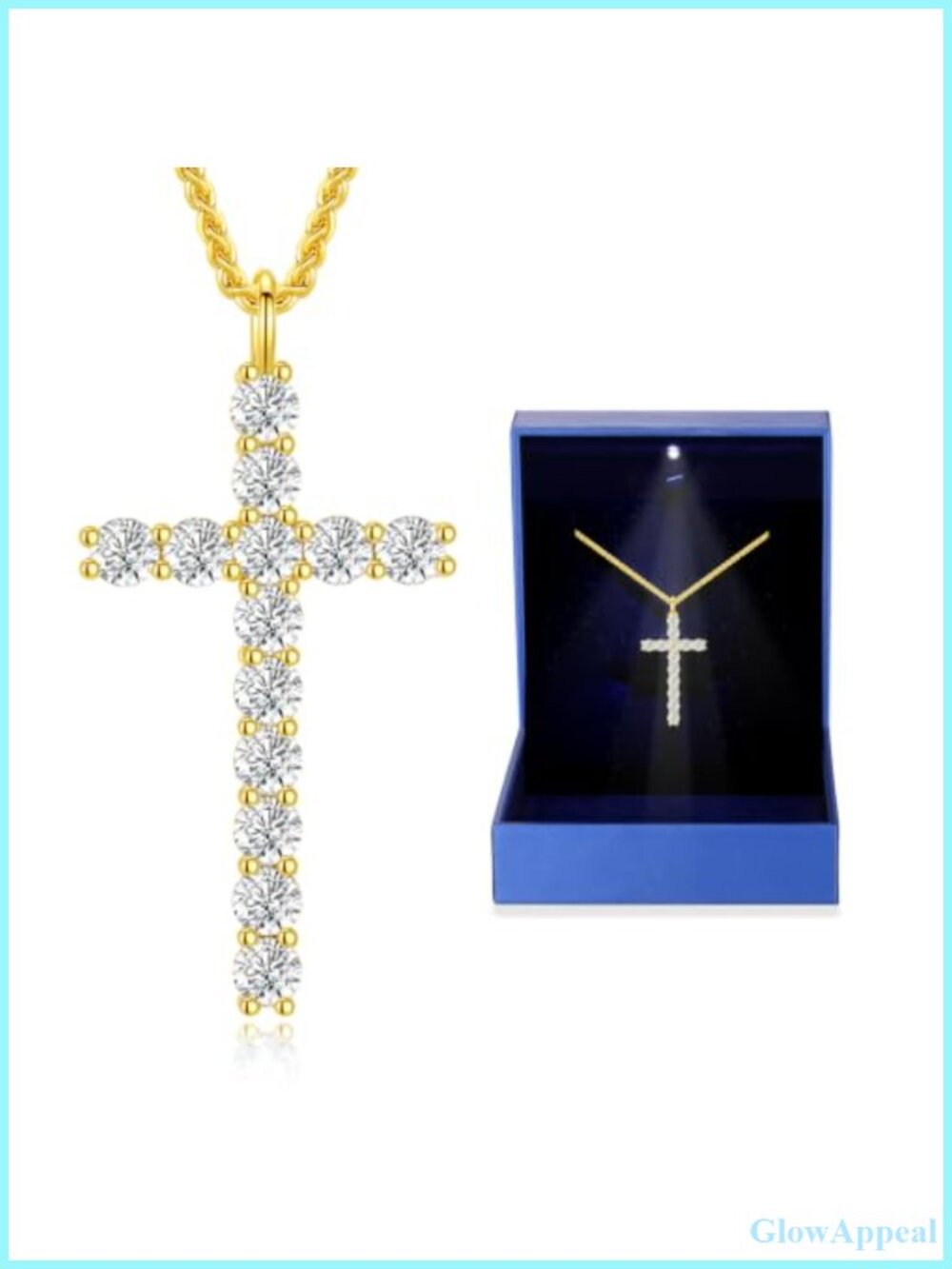 Moissanite Cross Necklace 925 Sterling Silver Gold Plated 1.3 Ct Pendant